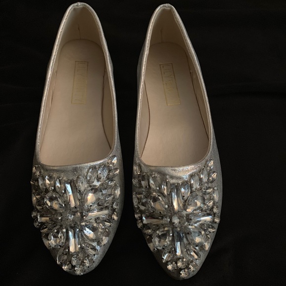 Silver Diamond Encrusted Flats - Picture 3 of 4